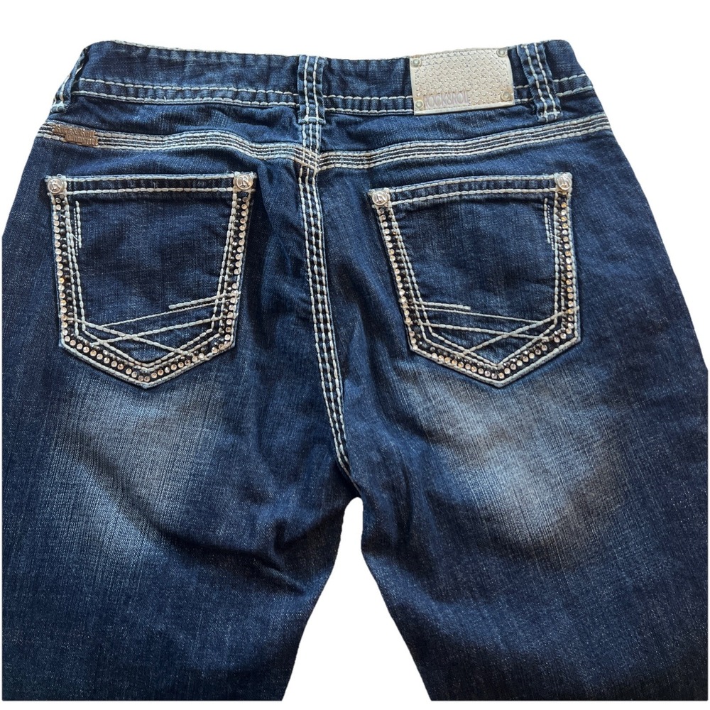 Rock &‎ Roll Cowgirl Bootcut Jeans Women's 32x33 Dark Wash Mid Rise Riding Denim